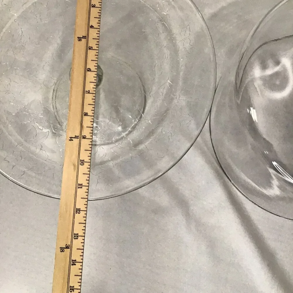 Vintage Heavy Pedestal Glass Etched Cake Stand with Glass Dome